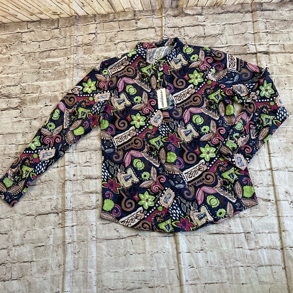 NWT COOFANDY man’s long sleeve multiple colors print Cotton shirt, size S